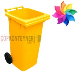 Plastik Çöp Konteyneri 120lt Sarı